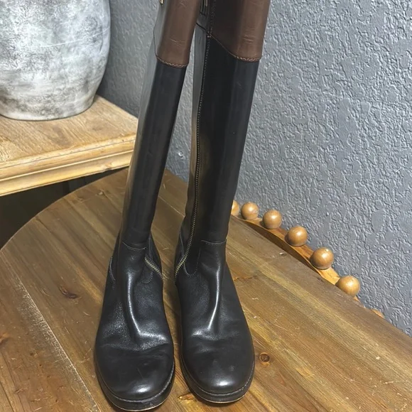 Michael Kors Black Mid-Calf Leather Boots - Picture 2 of 9